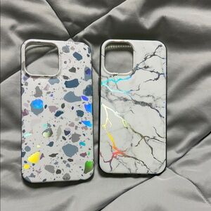 Marble & Terrazzo Holographic Phone Case - White Walmart 12 Pro Max cases
